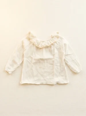 Blusa de gasa de algodón blanca con volados | Tienda Olivia Uruguay