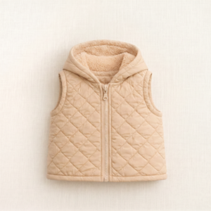 Chaleco con capucha y corderito beige | Tienda Olivia Uruguay