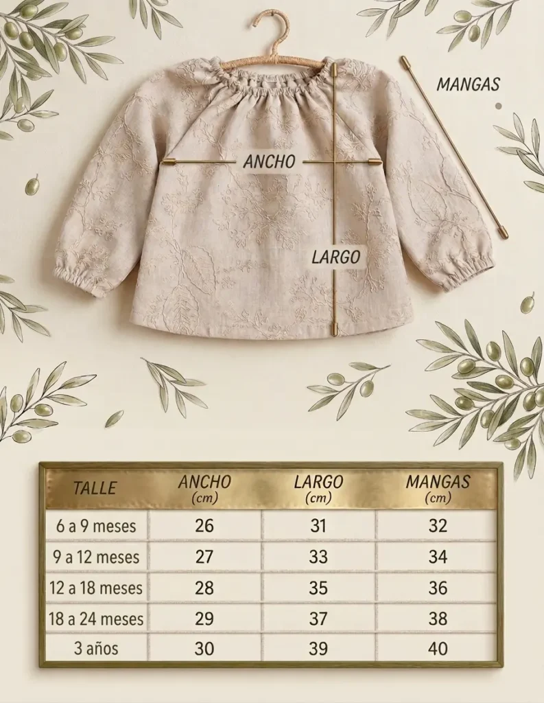 Blusa de lino bordada - Guía de Talles | Tienda Olivia Uruguay